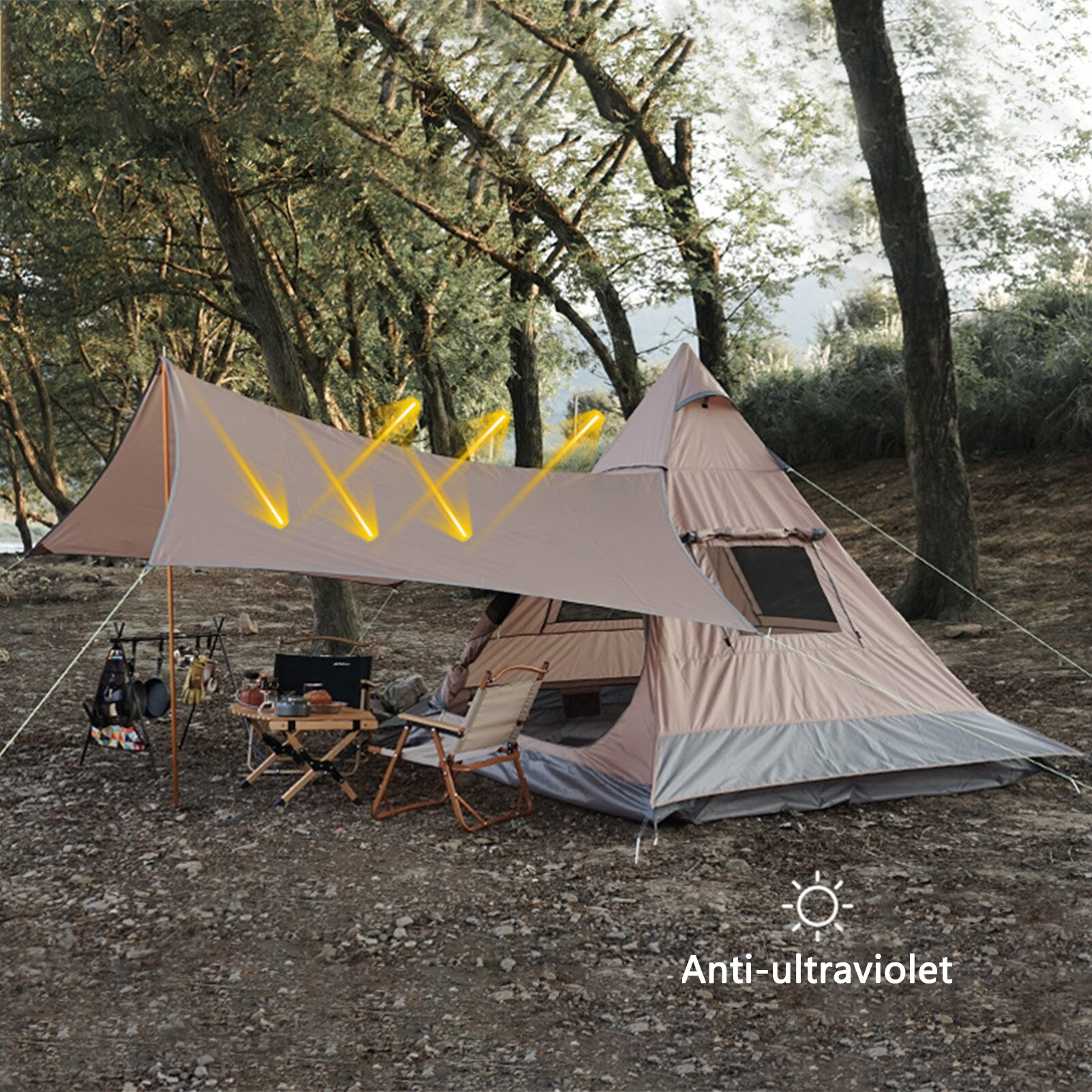 Cheap Goat Tents Camping Tents 4 People Easy Setup Portable Outdoor Compact Large Tent For Family Waterproof Backpacking Hiking Stand Up Cabin   